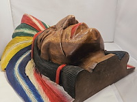 Indianenhoofd - uit massief hout gesneden - ca. 10kg - afbeelding 6 van  9