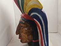 Indianenhoofd - uit massief hout gesneden - ca. 10kg - afbeelding 5 van  9
