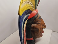 Indianenhoofd - uit massief hout gesneden - ca. 10kg - afbeelding 6 van  9