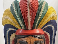 Indianenhoofd - uit massief hout gesneden - ca. 10kg - afbeelding 8 van  9