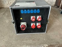 Indu electric 63a stroom verdeler in flightcase bouwaansluitkast