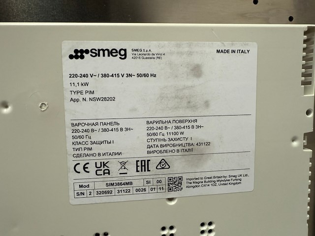 Inductie kookplaat smeg, sim3864mb pim, bouwjaar 2023 - afbeelding 6 van  6