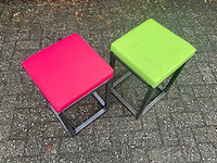 Industriële kruk - voorzien van twee gekleurde zittingen (2x) - afbeelding 5 van  12