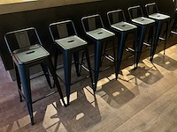 Industriële metalen barkruk met rugleuning (6x) - afbeelding 3 van  6