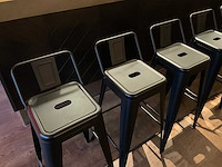 Industriële metalen barkruk met rugleuning (6x) - afbeelding 4 van  6