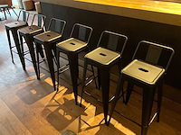 Industriële metalen barkruk met rugleuning (6x) - afbeelding 1 van  6