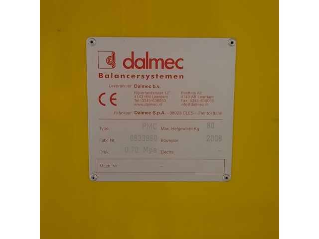 Industriële pneumatische luchtbalans-manipulator, dalmec, pmc, 1999 - afbeelding 4 van  12