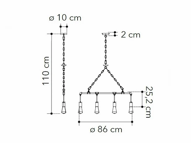 Industriële retro hanglamp 4 lichts - afbeelding 5 van  9