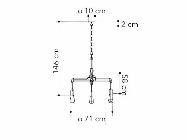 Industriële retro hanglamp 6 lichts - afbeelding 4 van  4