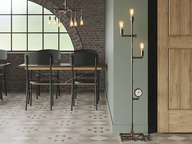 Industriële retro vloerlamp 3 lichts - afbeelding 1 van  10