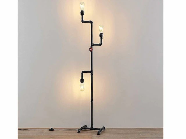 Industriële retro vloerlamp 3 lichts - afbeelding 6 van  10