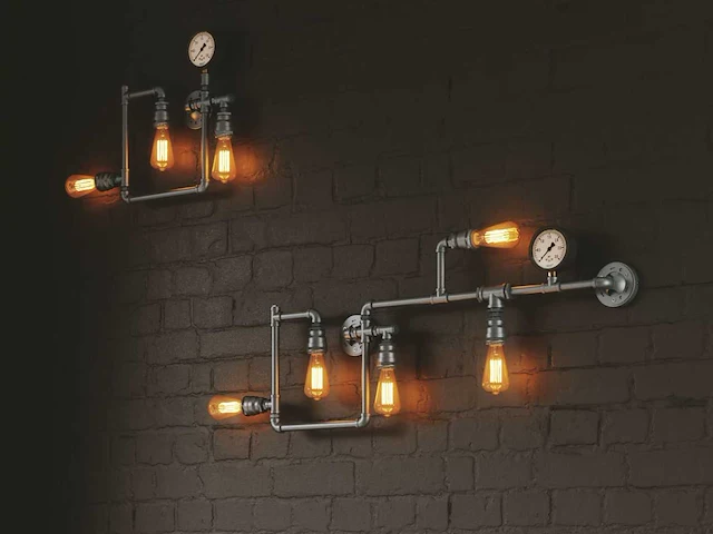 Industriële retro wandlamp 3 lichts + 5 lichts - afbeelding 1 van  12