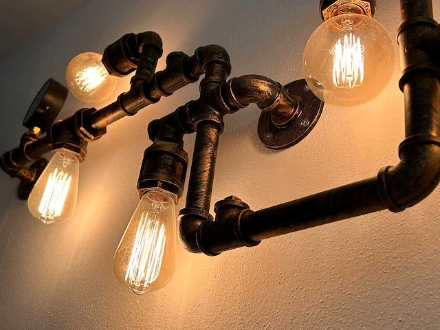 Industriële retro wandlamp 5 lichts - afbeelding 4 van  8