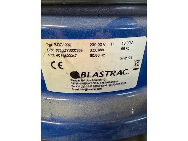 Industriële stofzuiger blastrac, bdc-1330, blauw - afbeelding 4 van  6