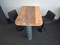Industriële tafel met 2x kruk - afbeelding 2 van  4