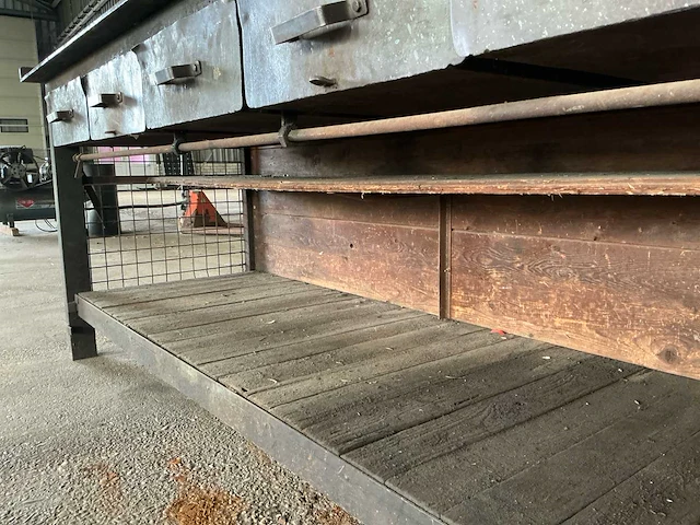 Industriële vintage werkbank met 5 laden – 2300 × 800 × 910 mm - afbeelding 3 van  14