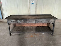 Industriële vintage werkbank met 5 laden – 2300 × 800 × 910 mm - afbeelding 1 van  14