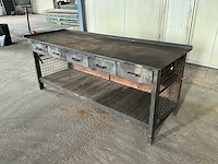 Industriële vintage werkbank met 5 laden – 2300 × 800 × 910 mm - afbeelding 7 van  14