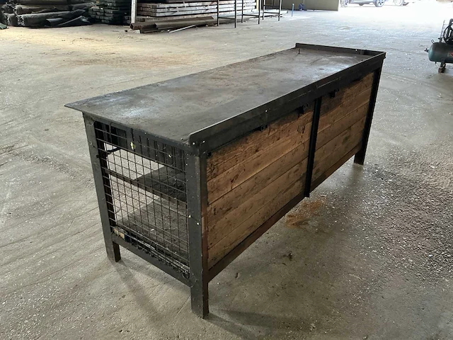 Industriële vintage werkbank met 5 laden – 2300 × 800 × 910 mm - afbeelding 10 van  14
