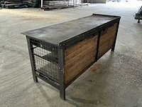 Industriële vintage werkbank met 5 laden – 2300 × 800 × 910 mm - afbeelding 10 van  14
