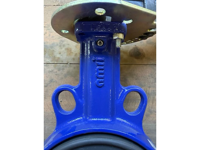 Industriële vlinderklep, amri, dn100 pn10/16, blauw/zwart/grijs, dn100 | pn10/16 | vergrendelbare hendel - afbeelding 6 van  6