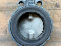 Industriële vlinderklep, faf armaturen, dn100 pn16, blauwgrijs/zwart, handbediend | vergrendelbare hendel - afbeelding 2 van  7
