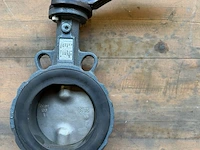 Industriële vlinderklep, faf armaturen, dn100 pn16, blauwgrijs/zwart, handbediend | vergrendelbare hendel - afbeelding 5 van  7