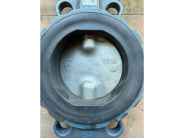 Industriële vlinderklep, faf armaturen, dn100 pn16, blauwgrijs/zwart, handbediend | vergrendelbare hendel - afbeelding 6 van  7