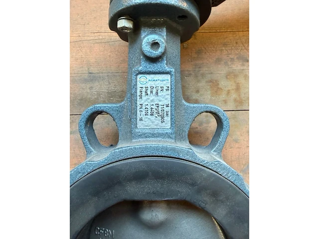 Industriële vlinderklep, faf armaturen, dn100 pn16, blauwgrijs/zwart, handbediend | vergrendelbare hendel - afbeelding 7 van  7