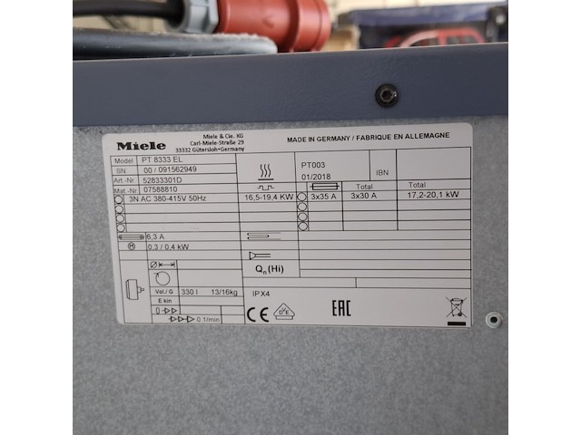 Industriële wasdroger, miele, professional | pt 8333 el, 2018 - afbeelding 10 van  10