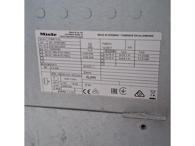 Industriële wasmachine, miele, professional | pw413 el, 2017 - afbeelding 2 van  11