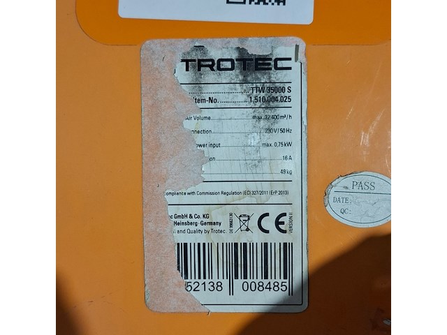 Industrieventilator 28.500m³/uur 230v kantelbaar trotec, ttw 35000 s, bouwjaar 2016 - afbeelding 3 van  12