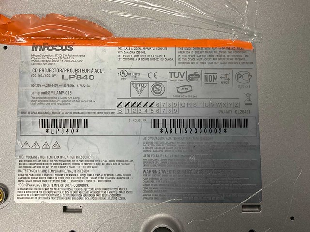 Infocus d18 lp840 projector - afbeelding 6 van  6