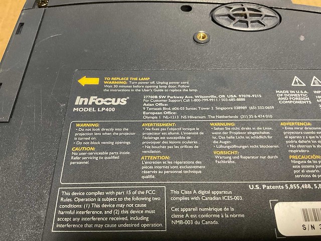 Infocus lp400 projector - afbeelding 7 van  7