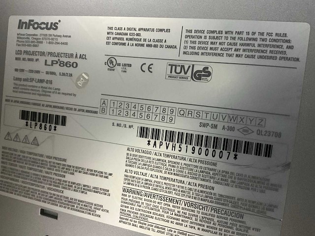 Infocus lp860 beamer - afbeelding 5 van  9
