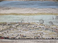 Ingekleurde prent “bombardement van le havre”, 1759 - afbeelding 1 van  6