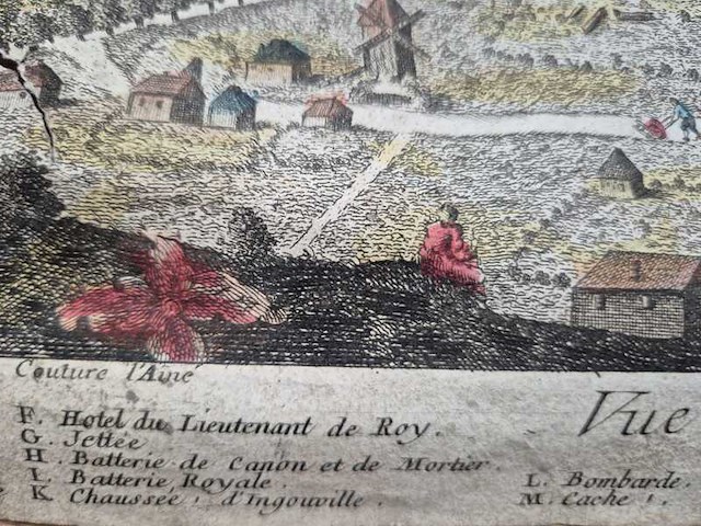 Ingekleurde prent “bombardement van le havre”, 1759 - afbeelding 2 van  6