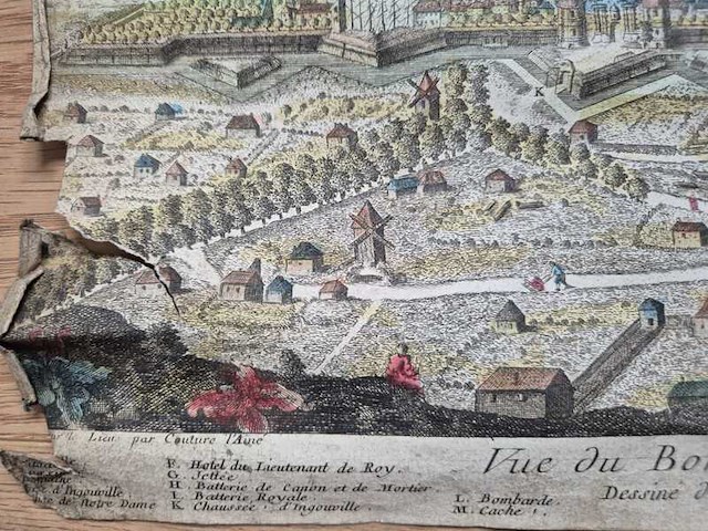 Ingekleurde prent “bombardement van le havre”, 1759 - afbeelding 5 van  6