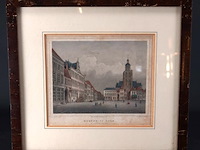 Ingekleurde staalgravure de groote markt te bergen op zoom - afbeelding 1 van  5
