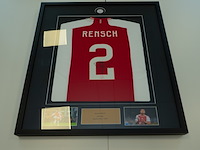 Ingelijst shirt devyne rensch - afc ajax adidas, rood/wit, gesigneerd, m - afbeelding 1 van  1