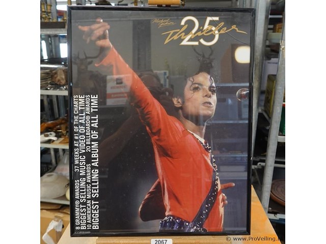 Ingelijste officiële "thriller 25" jubileumposter van michael jackson - afbeelding 1 van  5