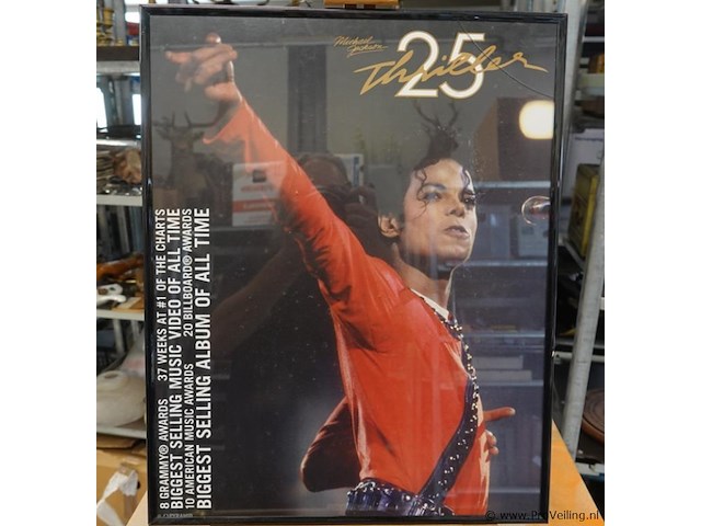 Ingelijste officiële "thriller 25" jubileumposter van michael jackson - afbeelding 2 van  5