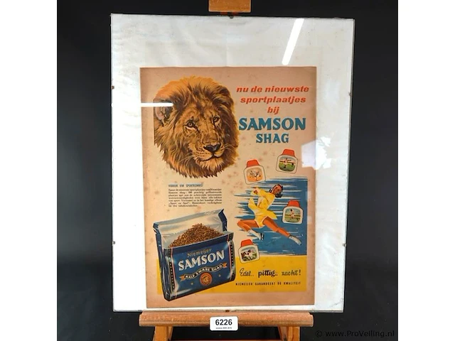 Ingelijste reclame jaren 70 voor samson shag - afbeelding 1 van  5