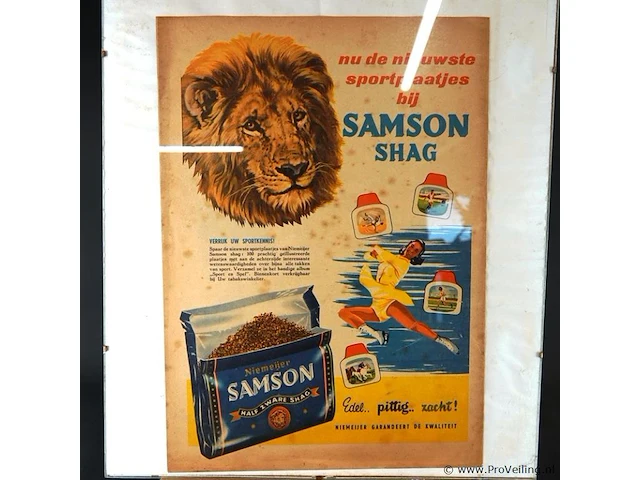 Ingelijste reclame jaren 70 voor samson shag - afbeelding 2 van  5