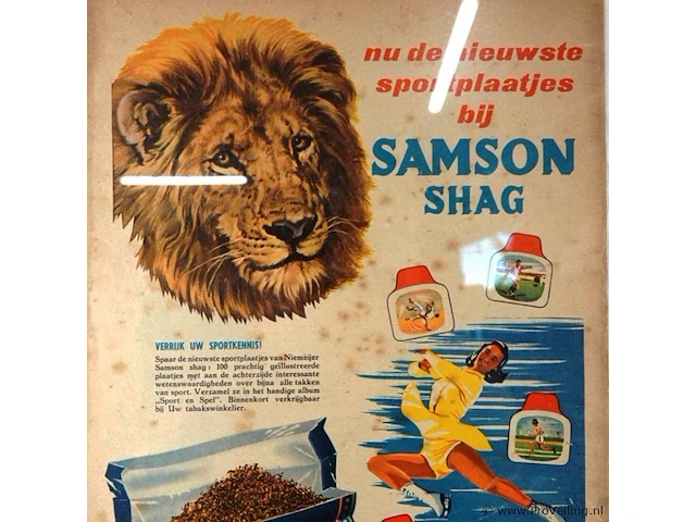 Ingelijste reclame jaren 70 voor samson shag - afbeelding 3 van  5