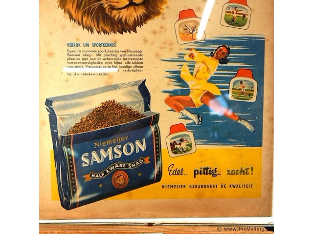 Ingelijste reclame jaren 70 voor samson shag - afbeelding 4 van  5