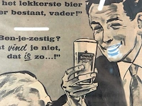 Ingelijste vintage heineken-reclameposter uit de jaren 50 of 60 met de slogan "overal het meest getapt!" - afbeelding 4 van  5