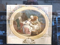 Ingelijste vintage lithografie getiteld "l'enfant chéri", gebaseerd op een gravure van nicholas delaunay - afbeelding 2 van  5