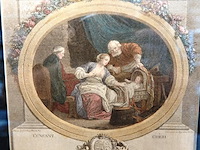Ingelijste vintage lithografie getiteld "l'enfant chéri", gebaseerd op een gravure van nicholas delaunay - afbeelding 3 van  5