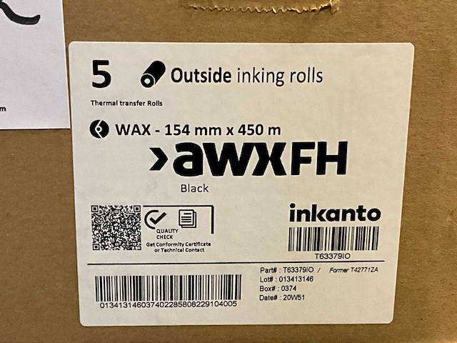 Inkanto awxfh inktrollen voor labelprinter (3x) - afbeelding 3 van  3